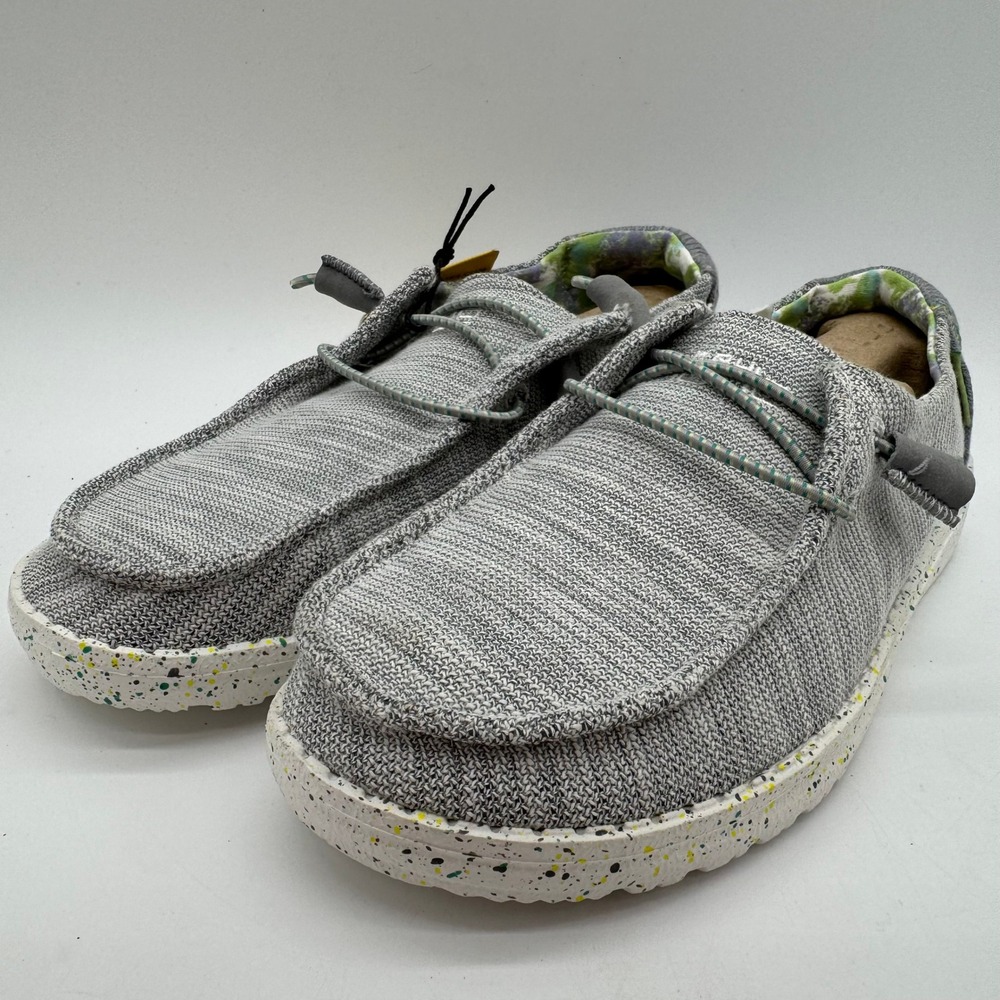 Hey Dude Wendy Stretch Pearl River Shoes Womens 7 Gray Knit Slip On Loafers
